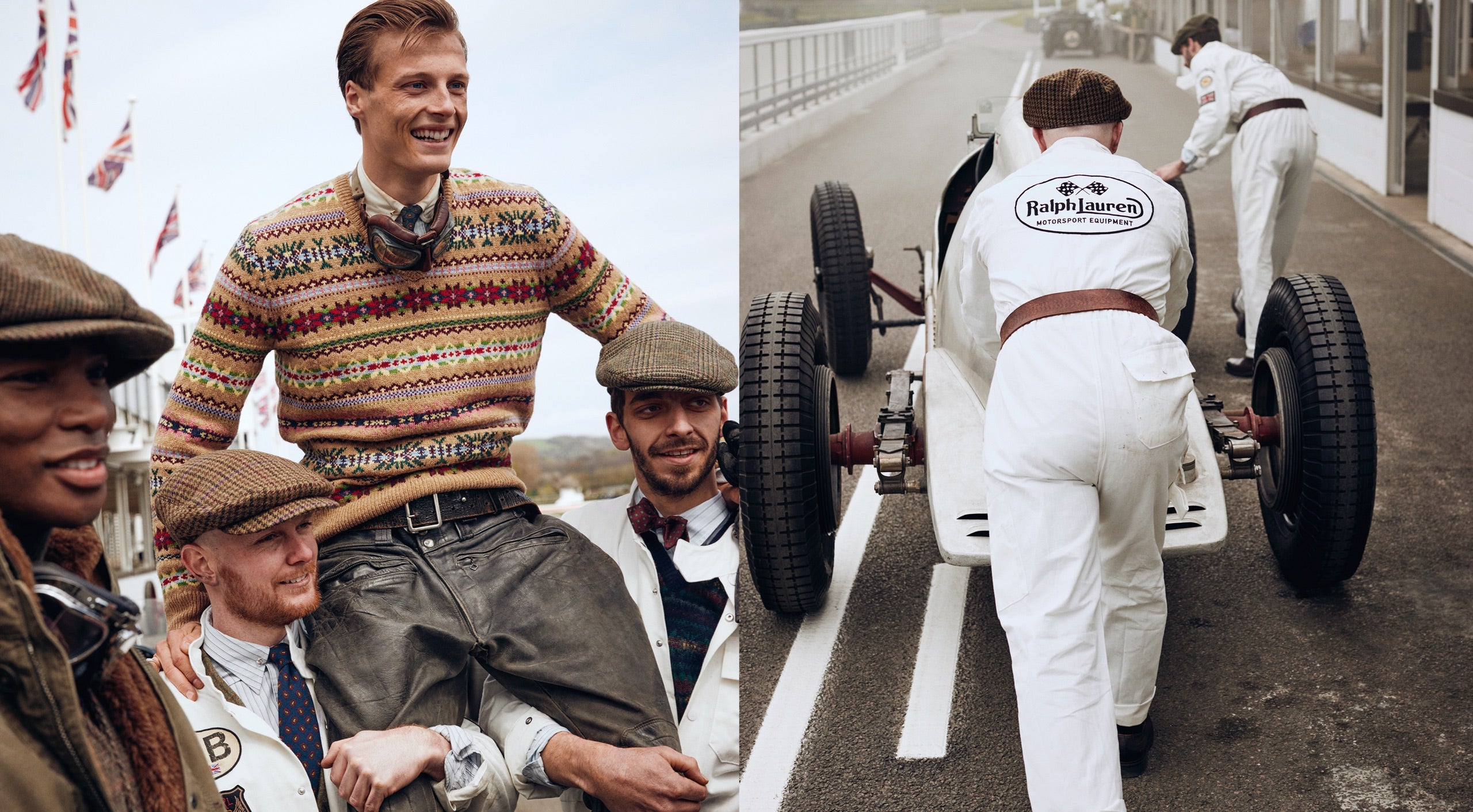<strong>ON LOCATION</strong><br/><span>This season of Polo Originals, inspired by the golden era of Grand Prix car racing, was photographed at the Goodwood Motor Circuit, which is located in West Sussex, on the 12,000-acre Goodwood Estate. The Circuit has since become known for hosting a number of prestigious motorsport events, including the famous Festival of Speed and Revival.</span> <br/><rlmag_link href="https://www.ralphlauren.nl/en/search?cgid=brands-prl-tough-and-refined-cg"><button class="shop-collection">Shop the Story</button></rlmag_link>