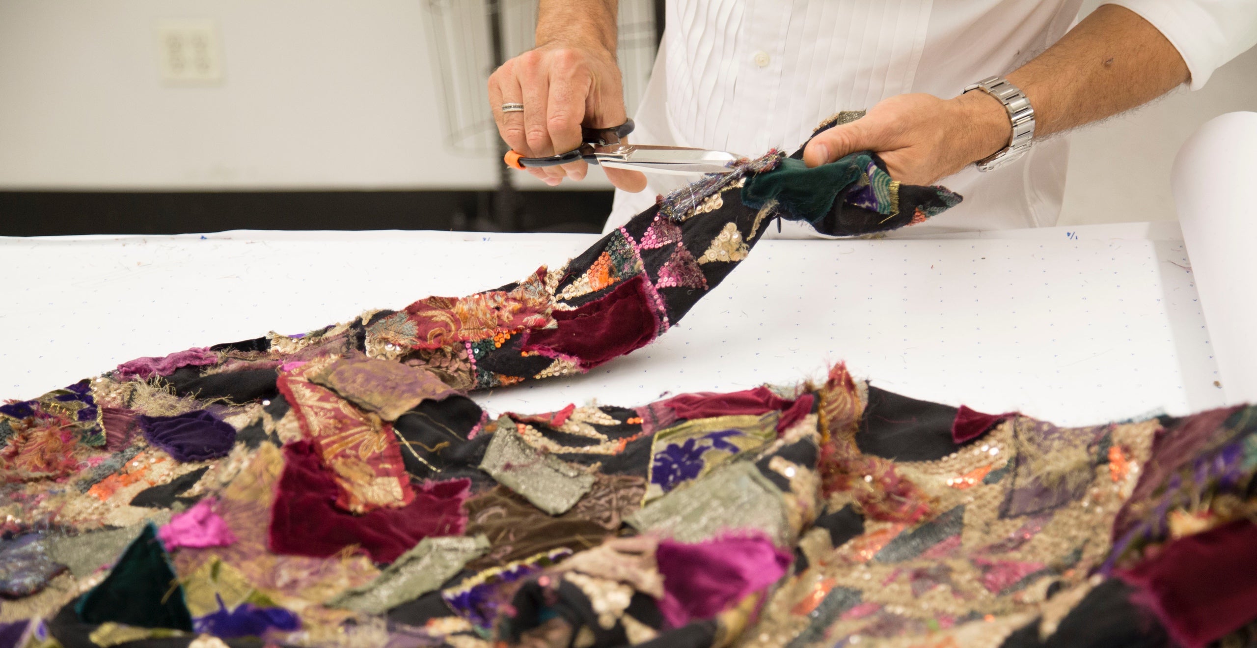 For Ralph Lauren&rsquo;s 50th anniversary, the Hamlin gown was handcrafted out of disparate swatches inspired by the art of the crazy quilt