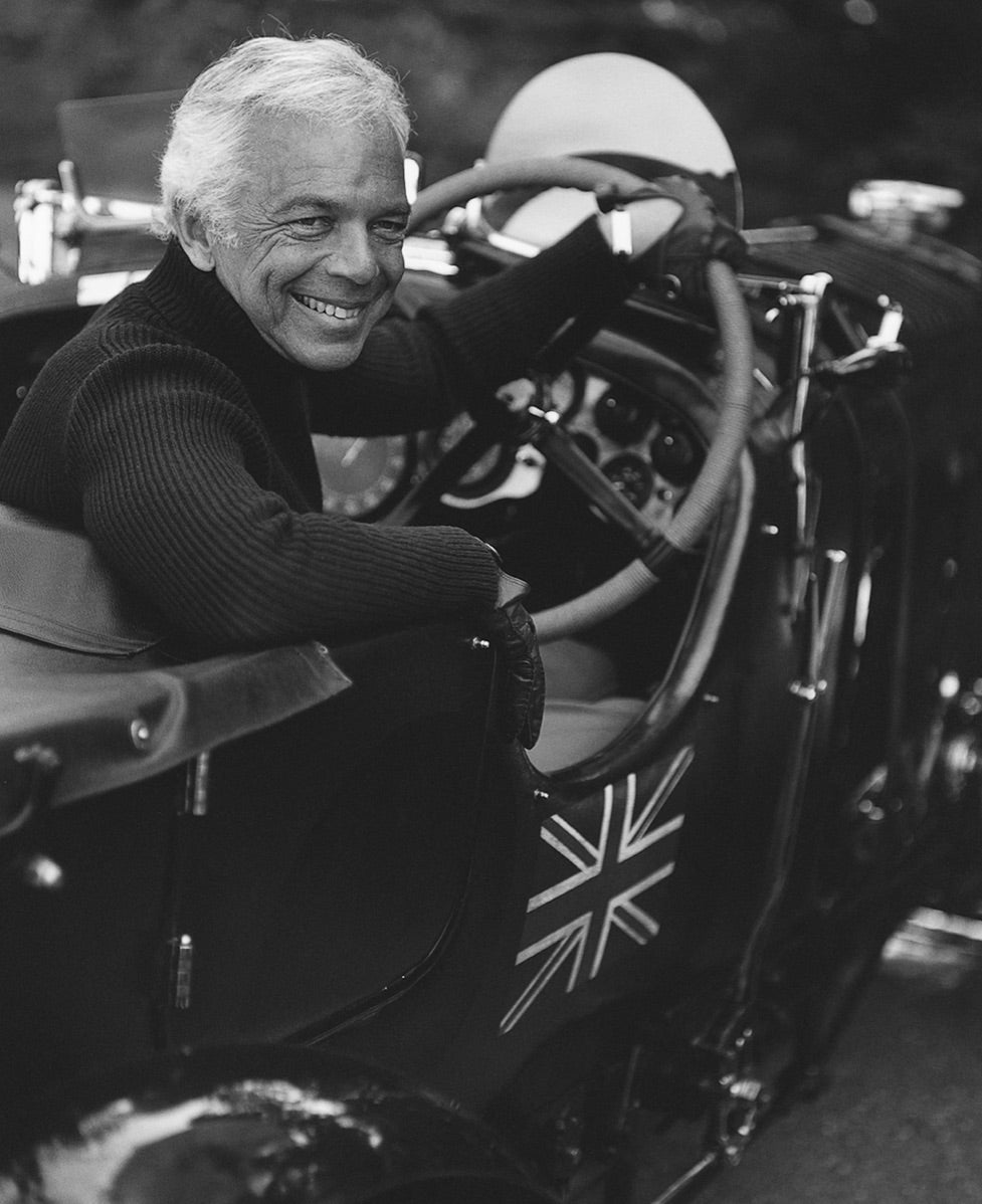 <strong>AT THE WHEEL</strong><br/><span>Ralph Lauren and his Bentley Blower. </span><br/>Cars, he&rsquo;s said, can say as &ldquo;much about you as your clothes do.&rdquo; </span>