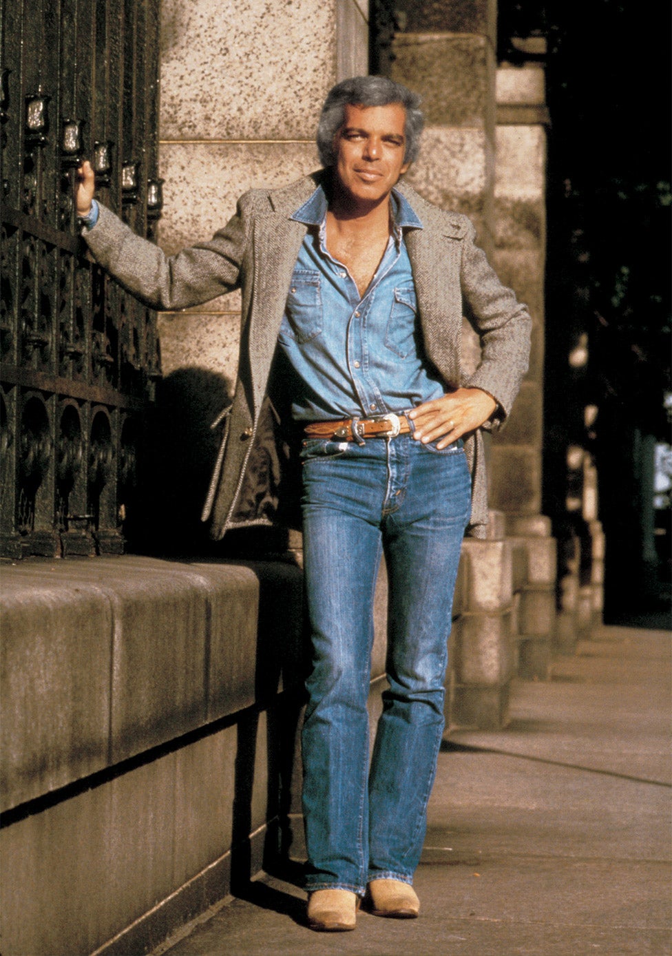 Ralph Lauren in New York City in 1978, in a photo from the launch campaign for the original Polo men&rsquo;s fragrance