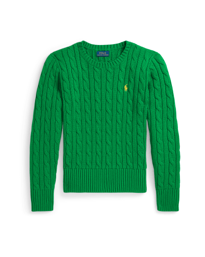 Elbow-Patch Cable-Knit Cotton Jumper