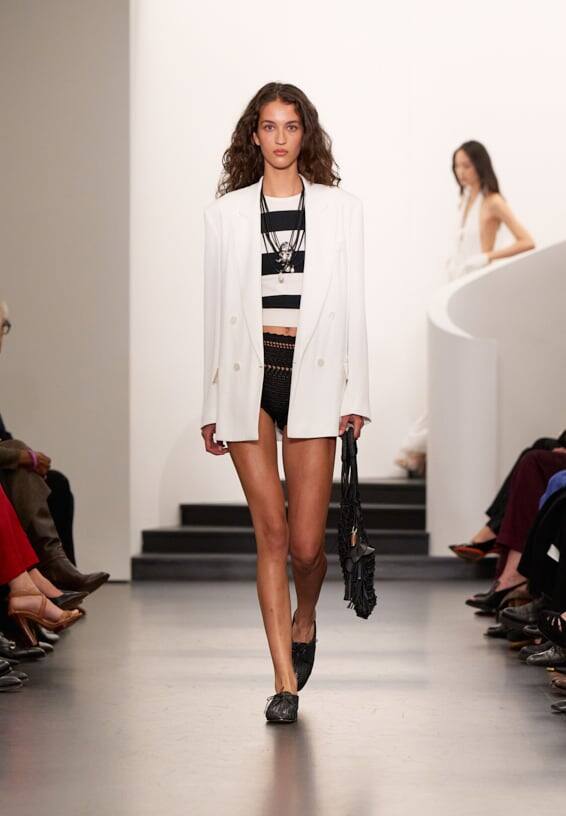 A look from Ralph Lauren’s Fall 2025 runway show shown on model.