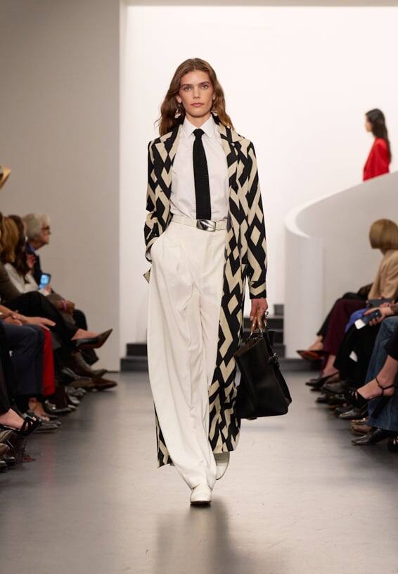 A look from Ralph Lauren’s Fall 2025 runway show shown on model.