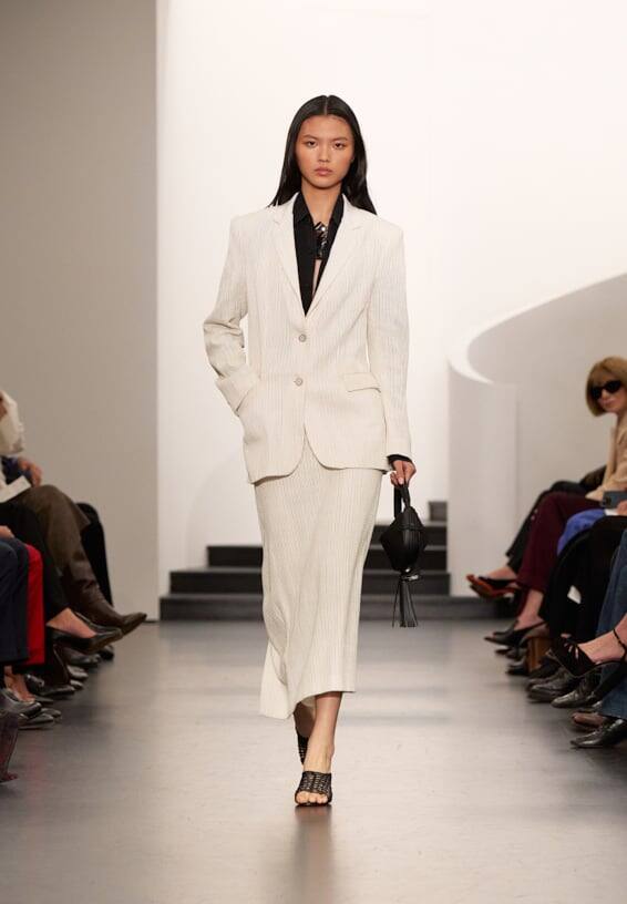 A look from Ralph Lauren’s Fall 2025 runway show shown on model.