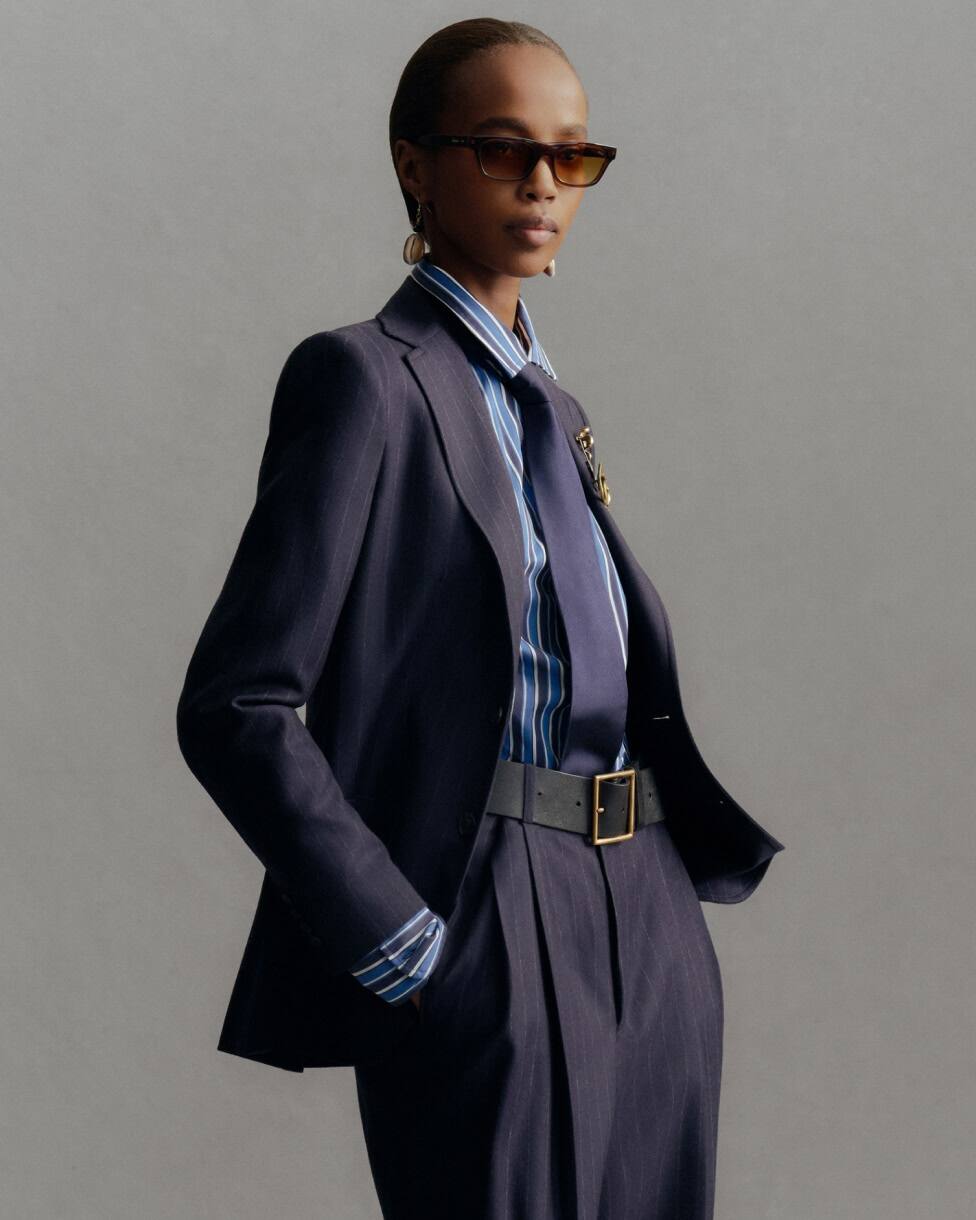 Single-Breasted Pinstripe Wool Blazer
