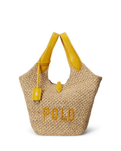 Raffia-leren Polo Play tas met logo 