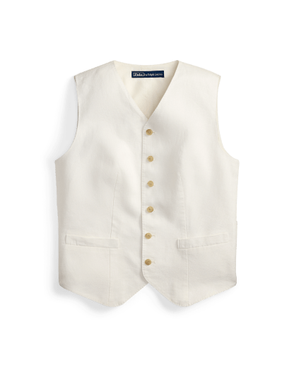Linnen gilet met knoopsluiting