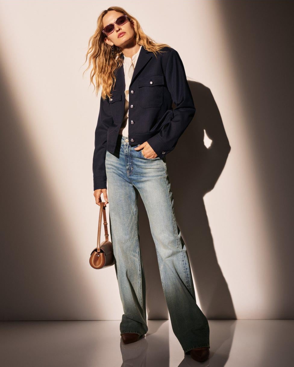 Rechte jeans met hoge taille en wijde pijp