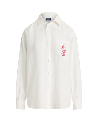 Oversized fit linnen Big Pony overhemd
