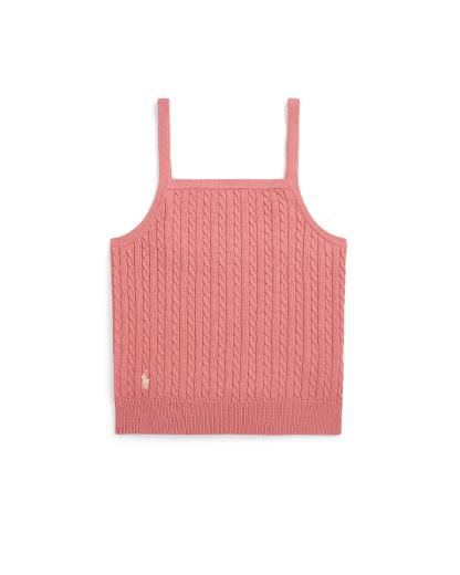 Katoenen tanktop met mini-kabelpatroon