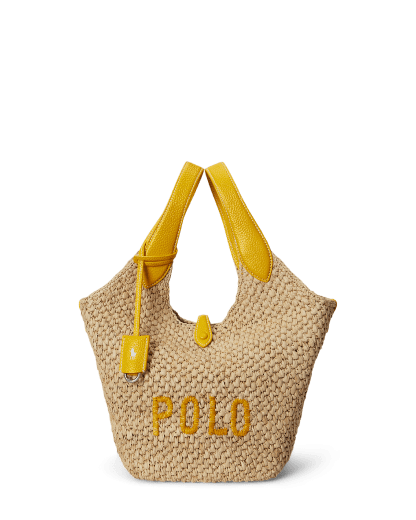 Raffia-leren Polo Play tas met logo 