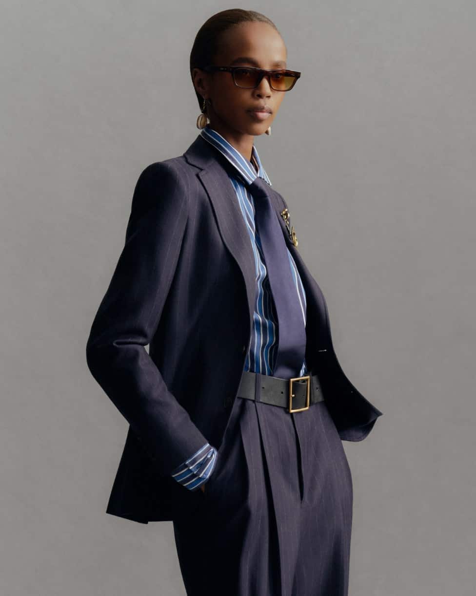 Single-breasted wollen krijtstreepblazer