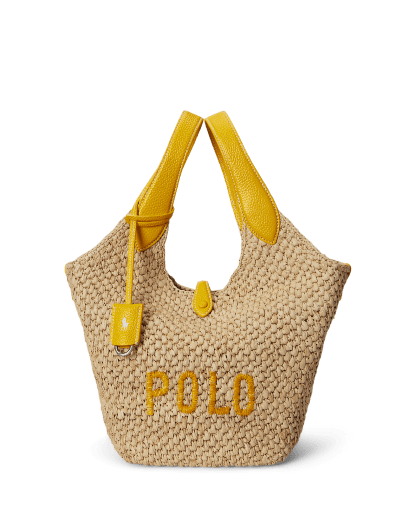 Raffia-leren Polo Play tas met logo 