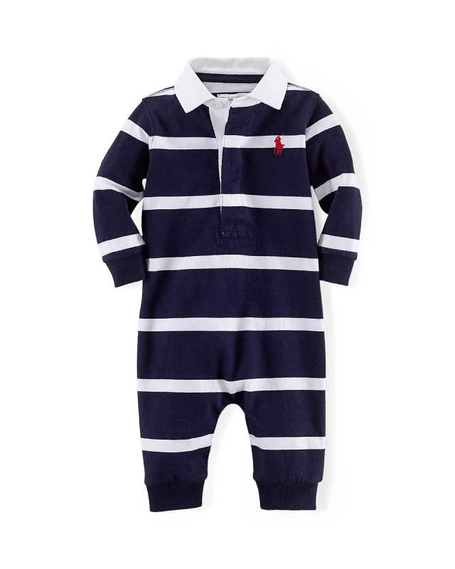 Gestreepte katoenen jersey rugby-overall