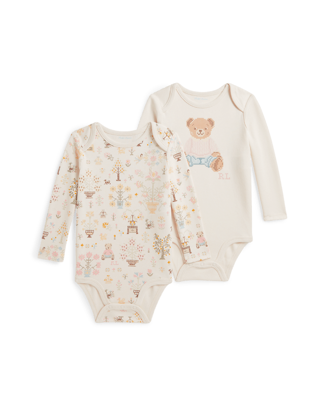 2-pack katoenen rompers met Polo Bear