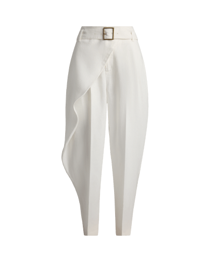 Tapse linnen broek met overslag