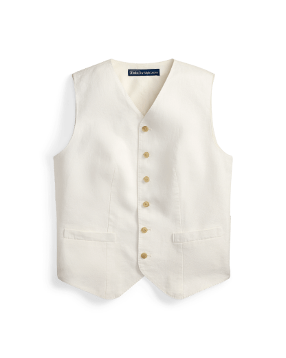 Linnen gilet met knoopsluiting