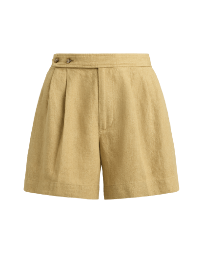 Geplooide délavé linnen short