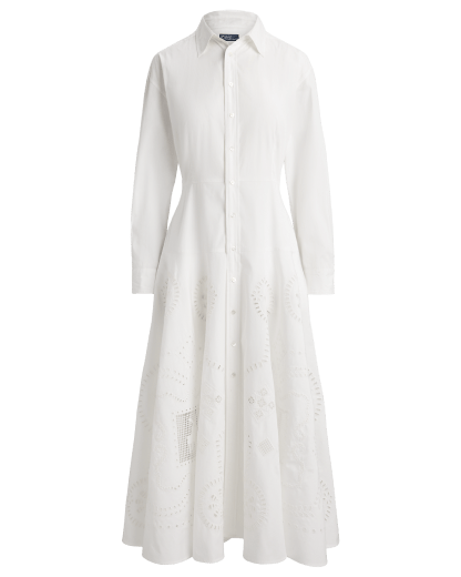 Katoenen overhemdjurk met broderie