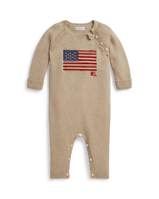 Katoenen overall met contrast en vlag