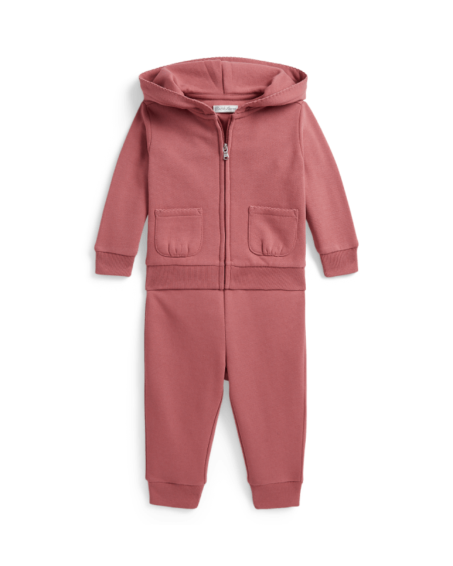 Fleece hoodie en joggingbroek met picot